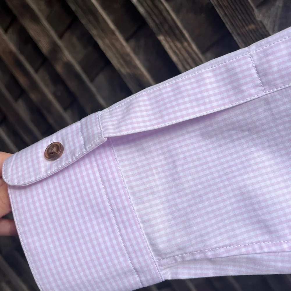 Lafayette 148 micro gingham cotton poplin Button-Up shirt - Picture 5 of 11